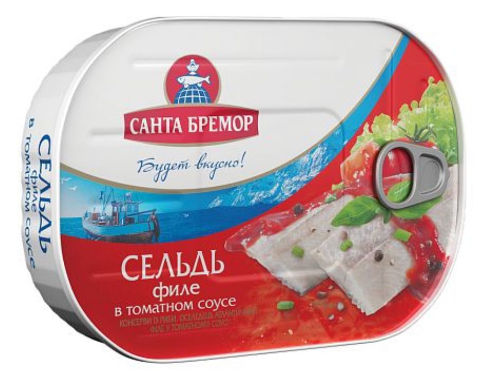Сельдь филе в томатном соусе Санта Бремор 175g